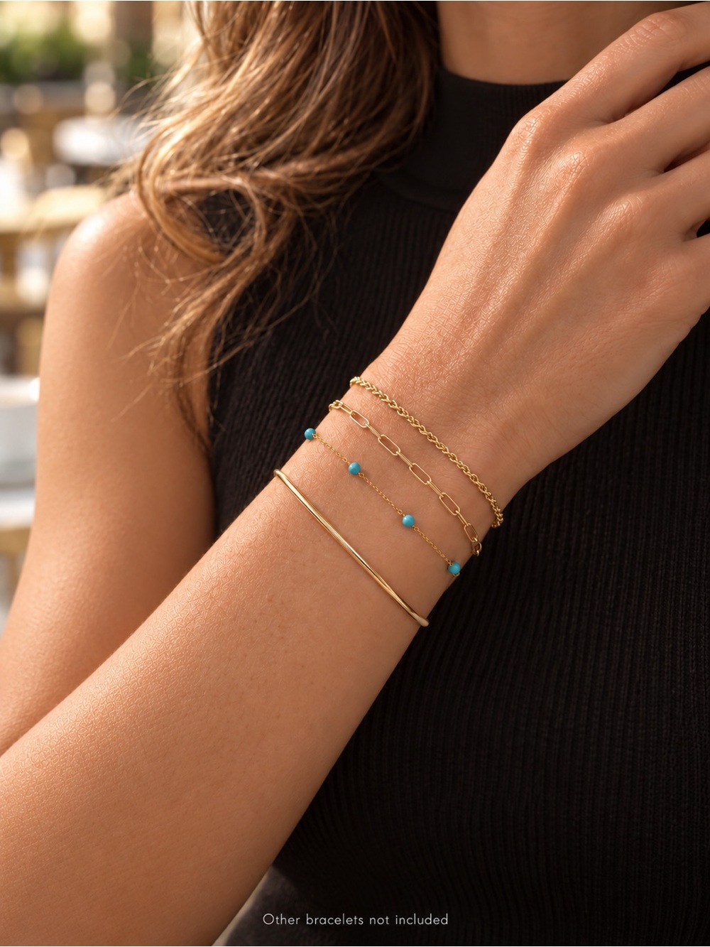 NWT 14K Yellow Gold Turquoise Bead Station Bracelet – Dainty